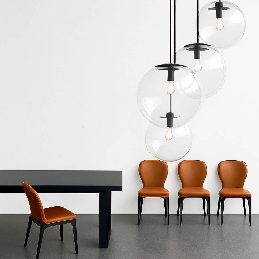 Design glazen bol hanglamp (zwart of roségoud)