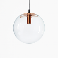 Design glazen bol hanglamp (zwart of roségoud)