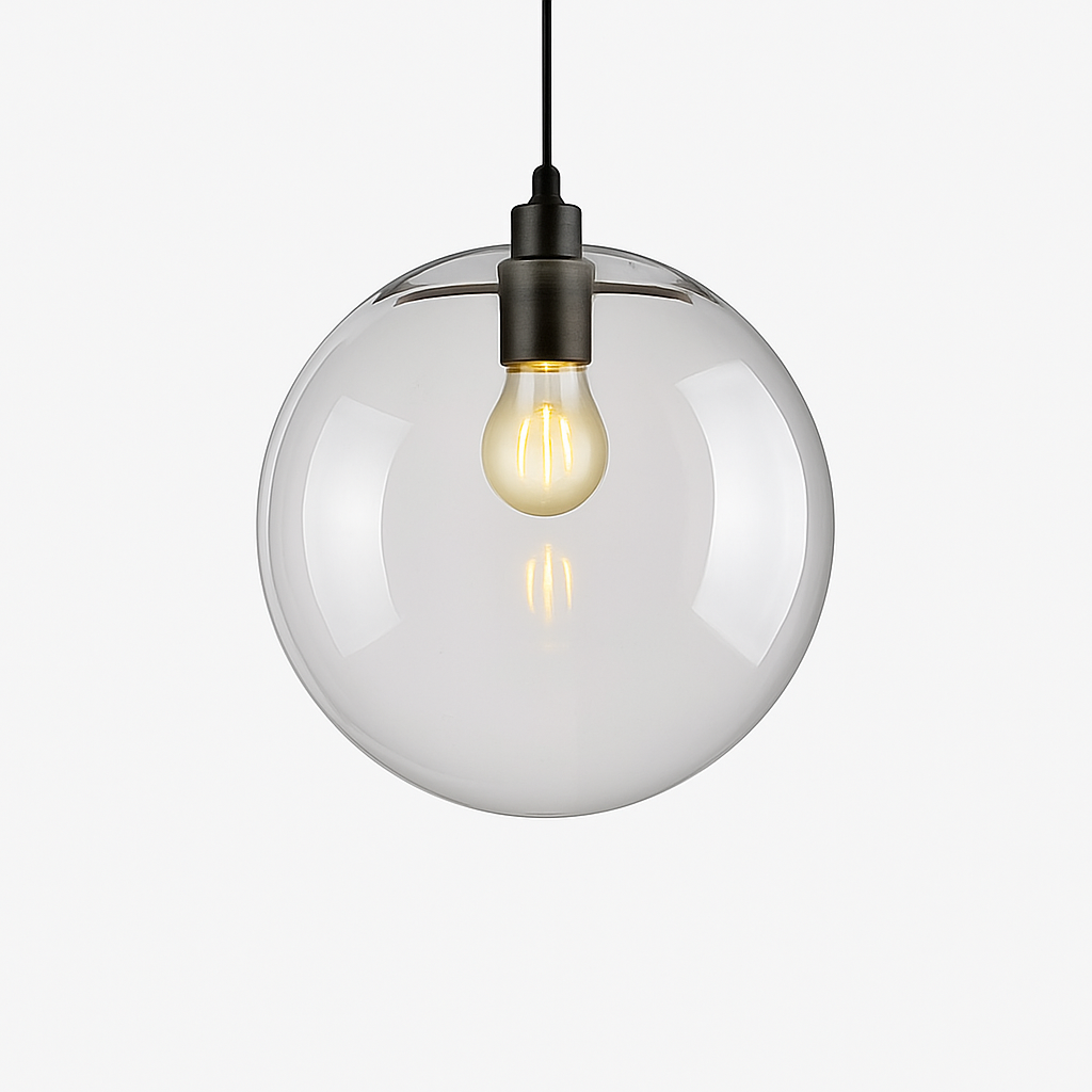 Design glazen bol hanglamp (zwart of roségoud)