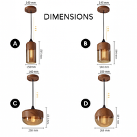 Houten en glazen retro loft hanglamp