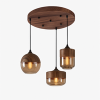 Houten en glazen retro loft hanglamp