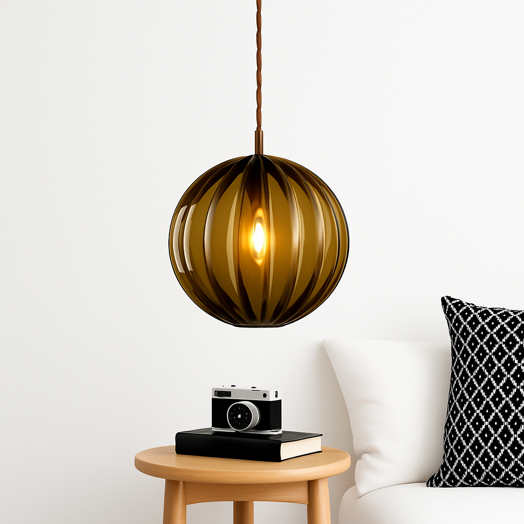 Design LED hanglamp in gekleurd glazen bol