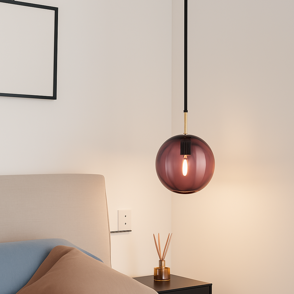 Design LED hanglamp in gekleurd glazen bol