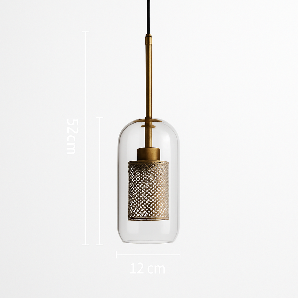 Ontwerp hanglamp van LED en glas met gouden lamp