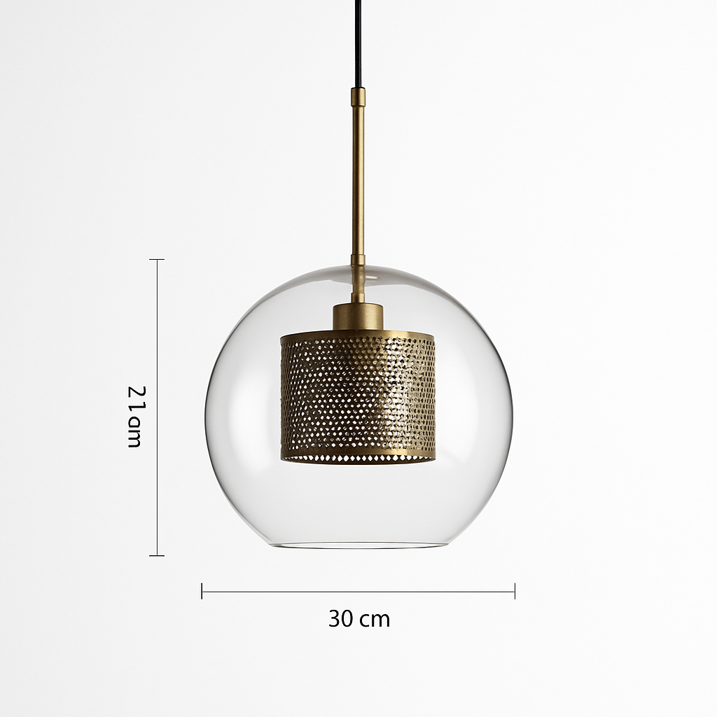 Ontwerp hanglamp van LED en glas met gouden lamp