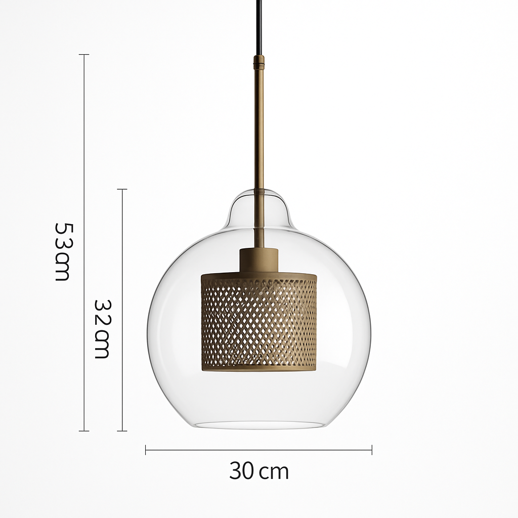 Ontwerp hanglamp van LED en glas met gouden lamp