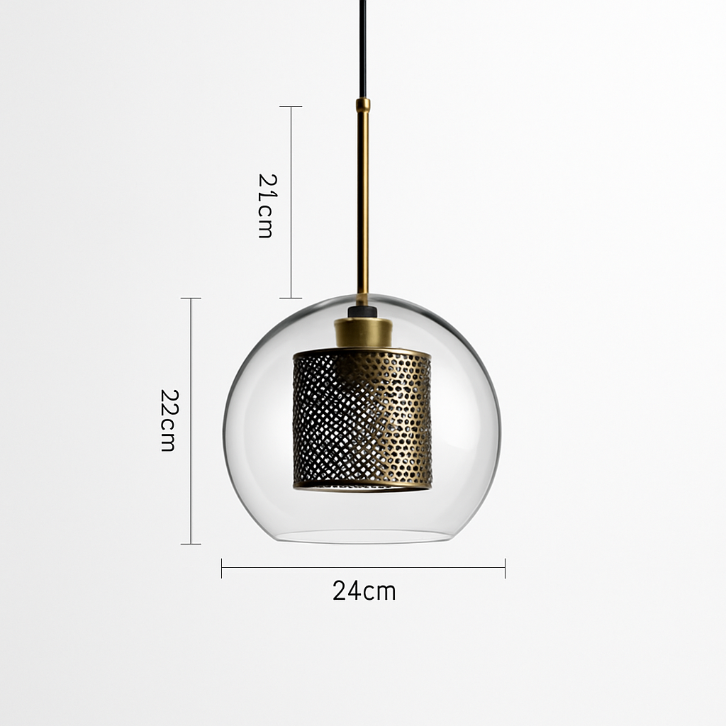 Ontwerp hanglamp van LED en glas met gouden lamp