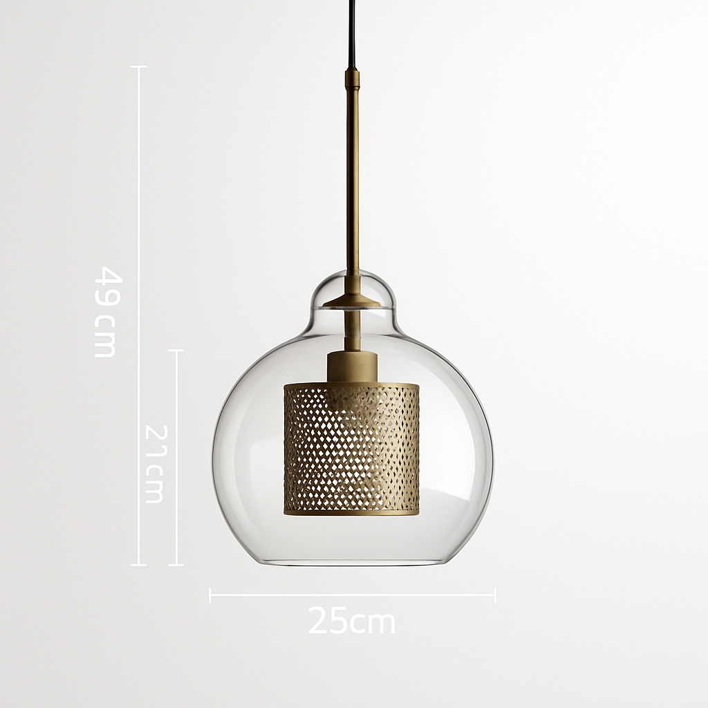Ontwerp hanglamp van LED en glas met gouden lamp