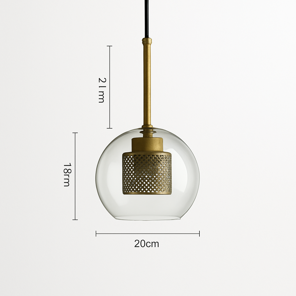 Ontwerp hanglamp van LED en glas met gouden lamp
