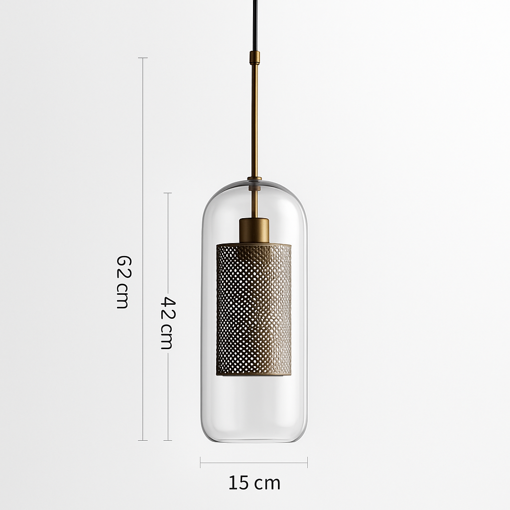 Ontwerp hanglamp van LED en glas met gouden lamp