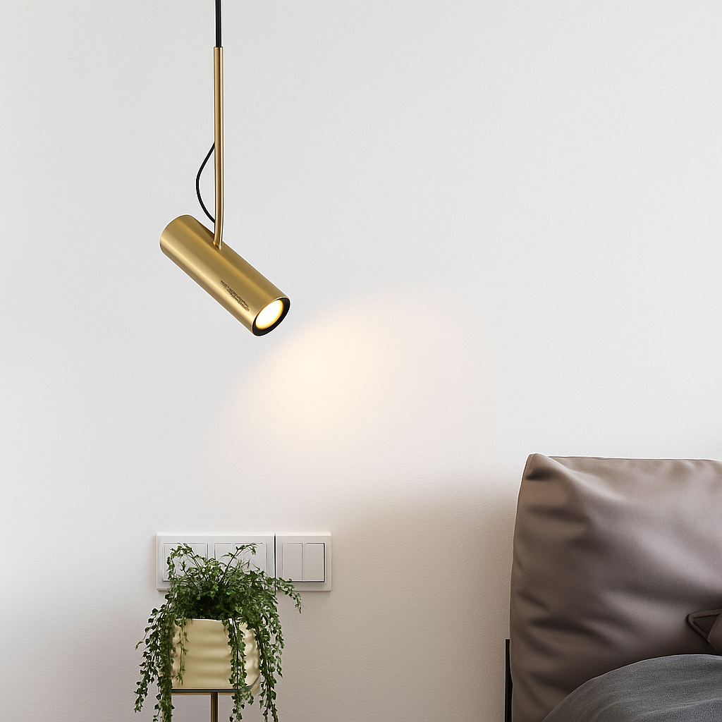 Ontwerp hanglamp verstelbaar met gouden steel