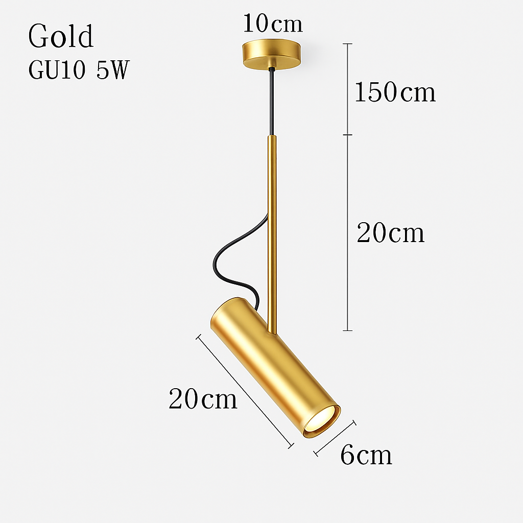 Ontwerp hanglamp verstelbaar met gouden steel
