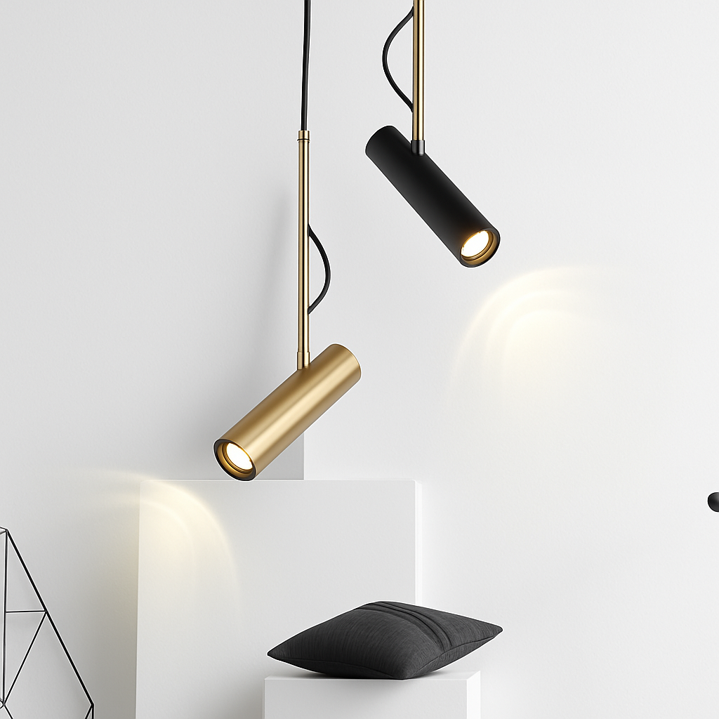 Ontwerp hanglamp verstelbaar met gouden steel