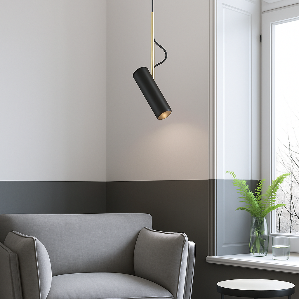 Ontwerp hanglamp verstelbaar met gouden steel
