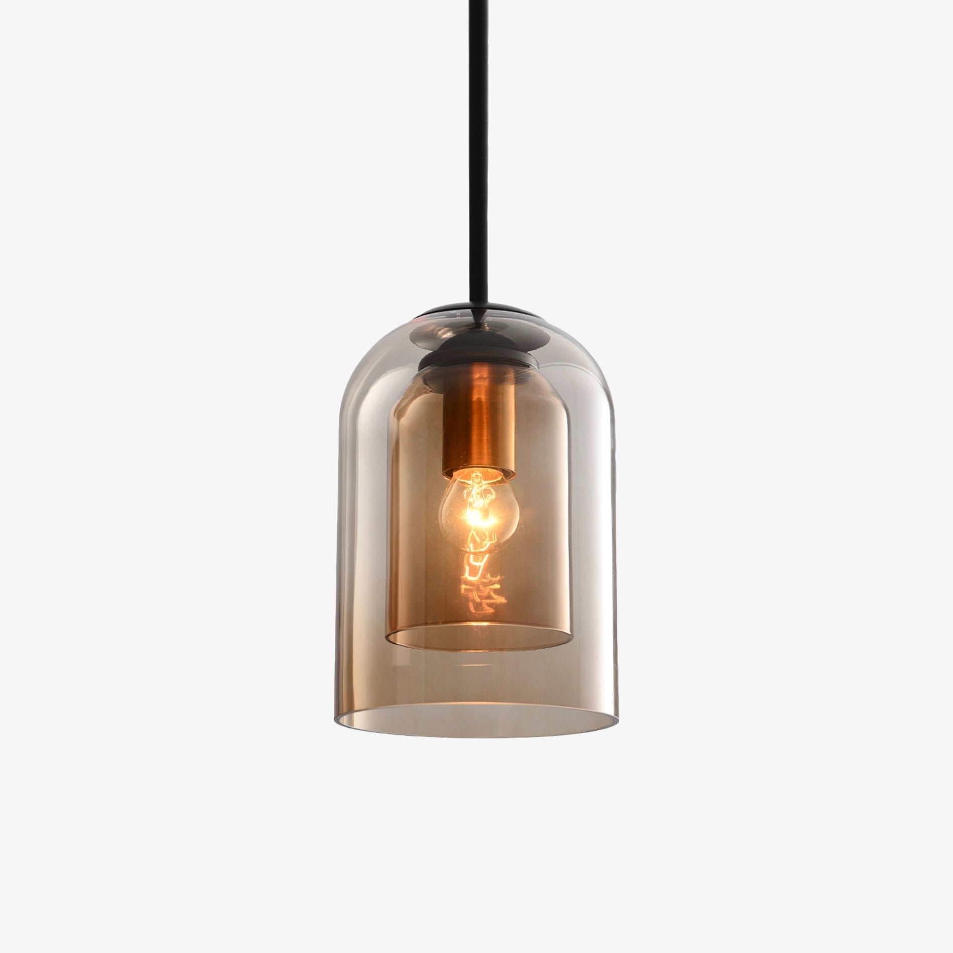Suspensie ontwerp buis afgerond dubbel rookkleurig glas