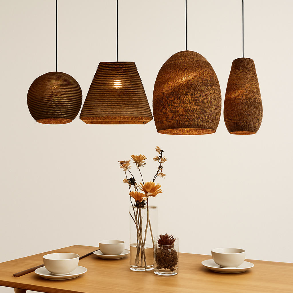 Papieren kartonnen hanglamp (verschillende vormen)