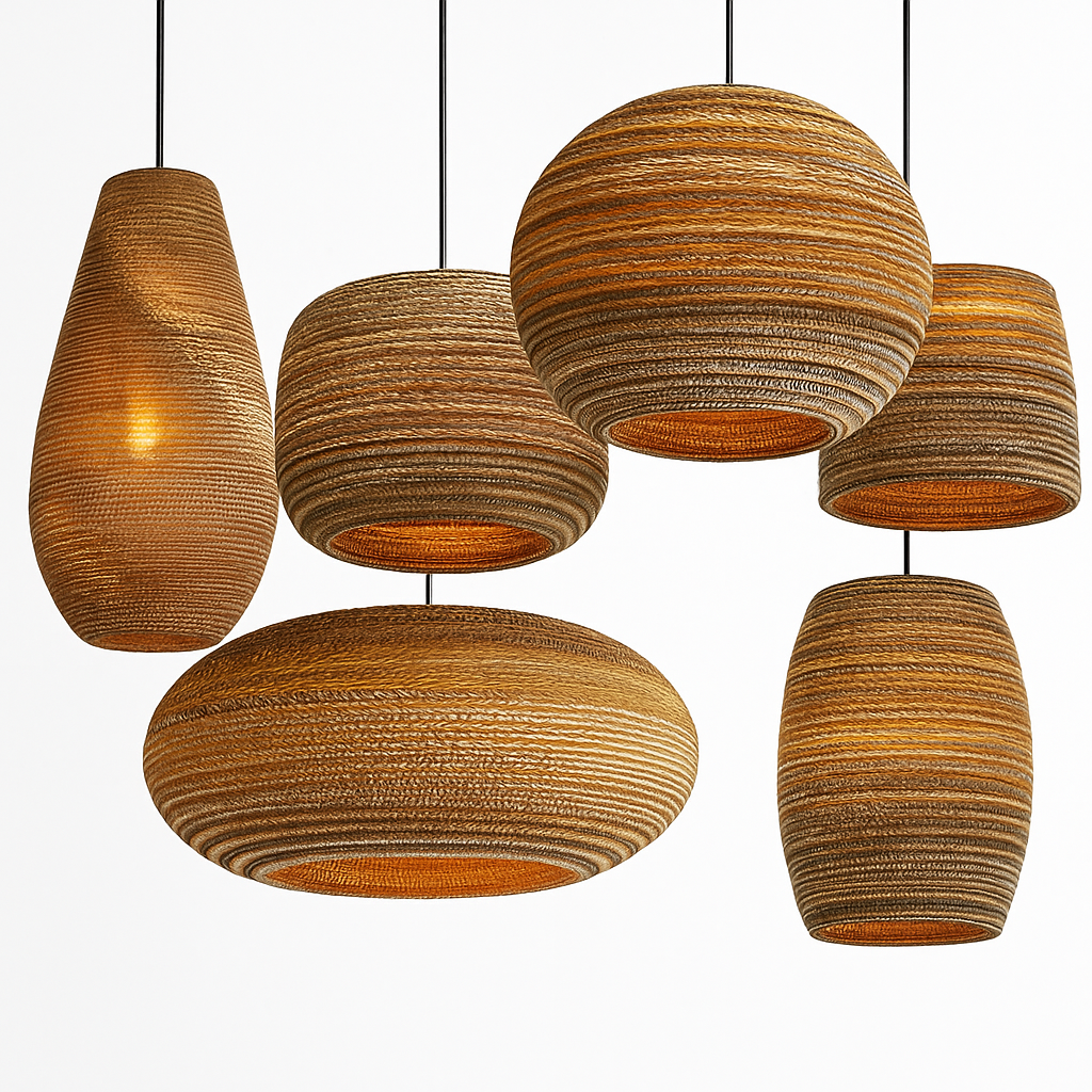 Papieren kartonnen hanglamp (verschillende vormen)
