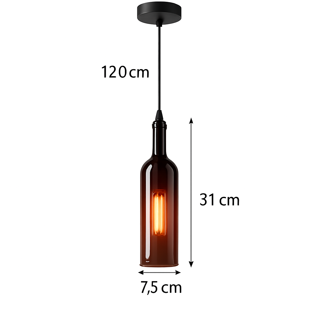 design glazen hanglamp voor moderne wijnfles