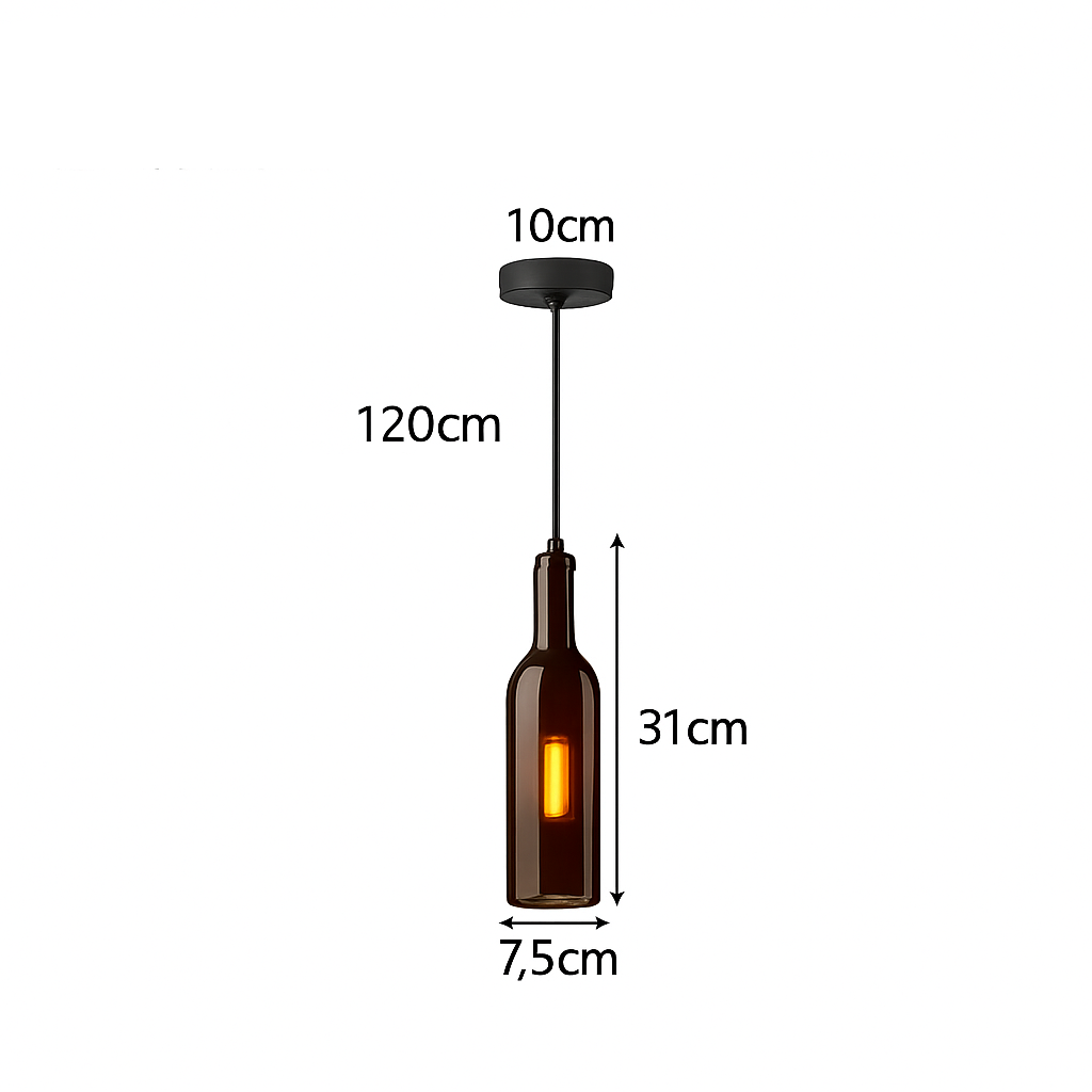 design glazen hanglamp voor moderne wijnfles