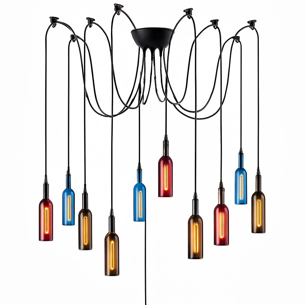 design glazen hanglamp voor moderne wijnfles