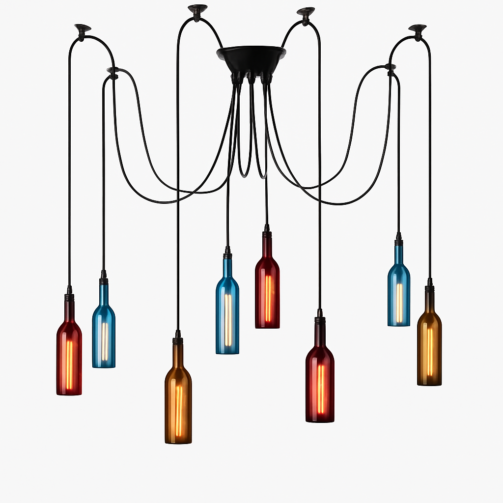 design glazen hanglamp voor moderne wijnfles