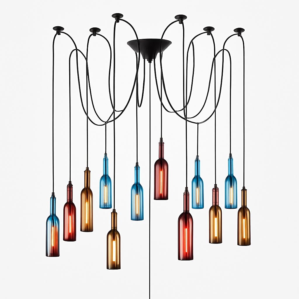 design glazen hanglamp voor moderne wijnfles