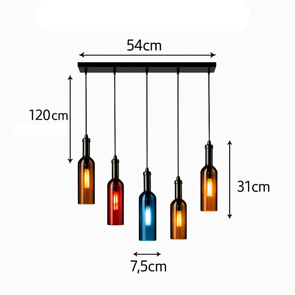 design glazen hanglamp voor moderne wijnfles