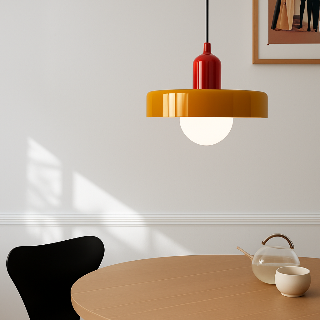 Noordse glazen hanglamp in snoepkleur