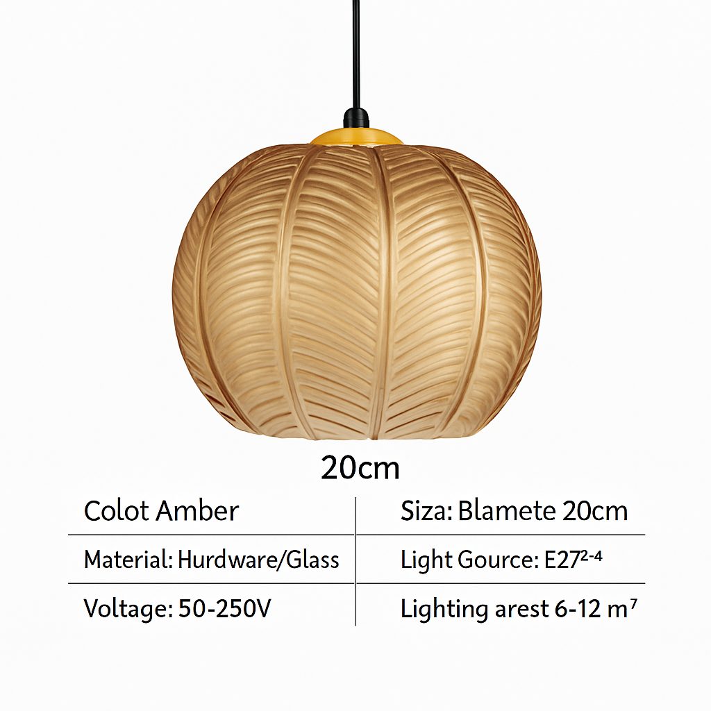Noordse glazen hanglamp met kleurrijk bladerenpatroon