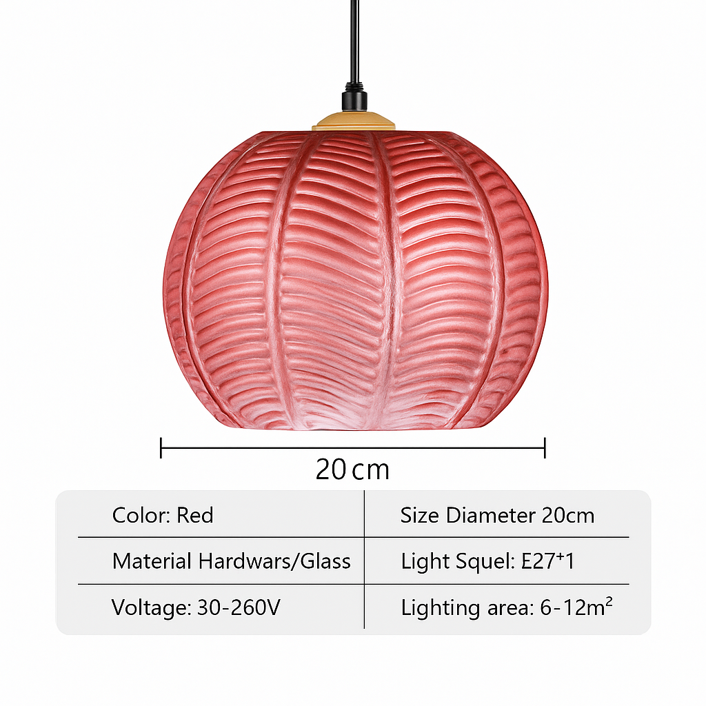 Noordse glazen hanglamp met kleurrijk bladerenpatroon