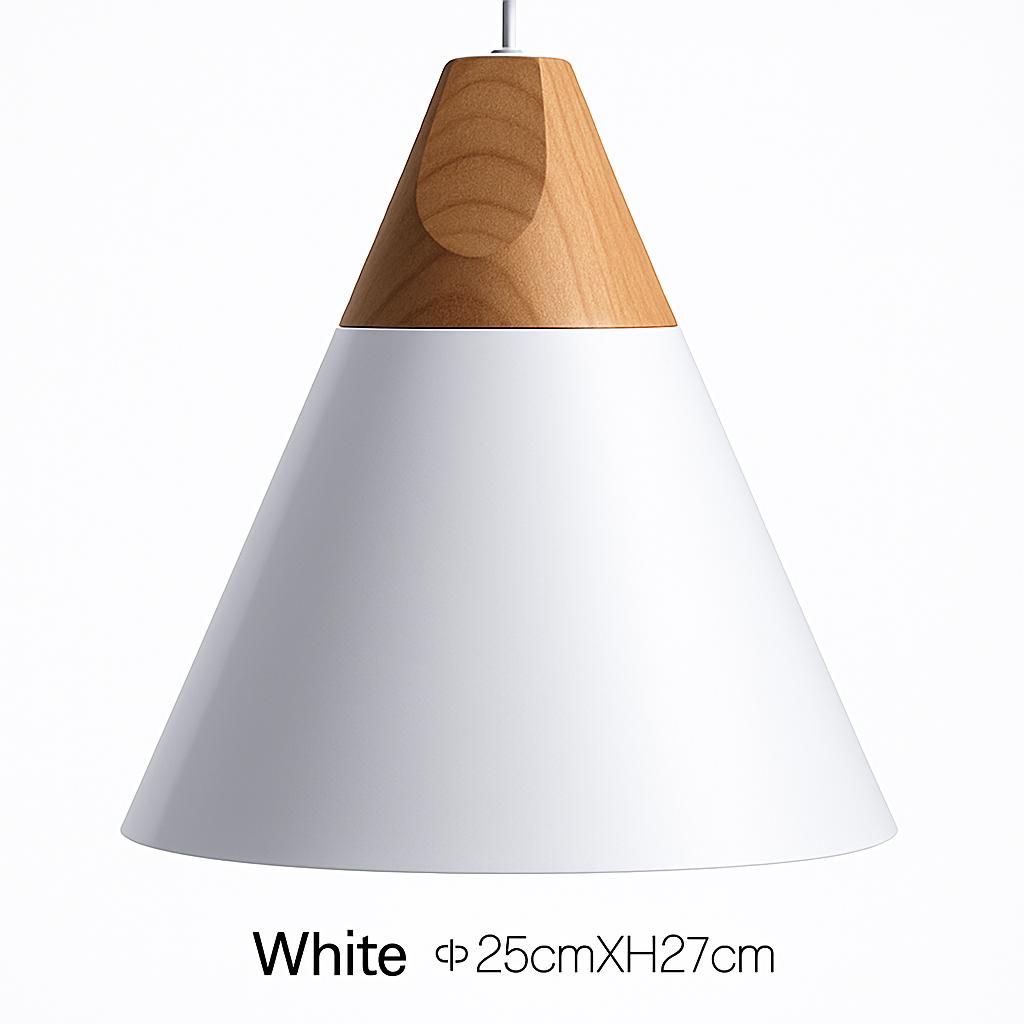Hanglamp LED hout en aluminium in de vorm van een kegel