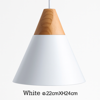 Hanglamp LED hout en aluminium in de vorm van een kegel