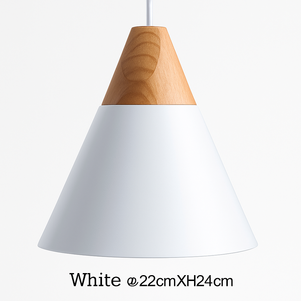 Hanglamp LED hout en aluminium in de vorm van een kegel