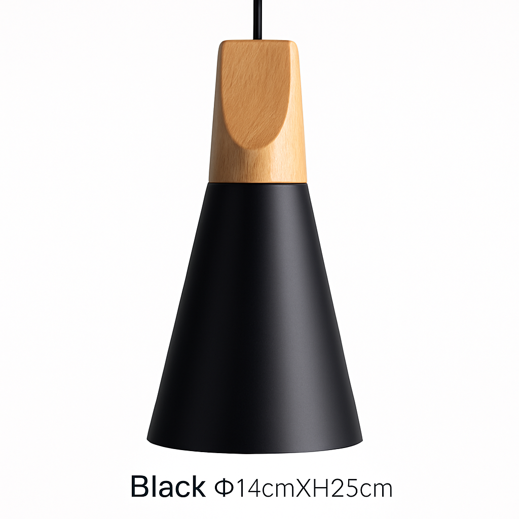 Hanglamp LED hout en aluminium in de vorm van een kegel