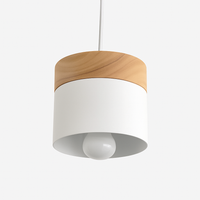 Suspensie LED cilindrisch in metaal en hout Modern