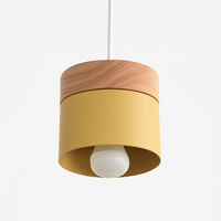 Suspensie LED cilindrisch in metaal en hout Modern