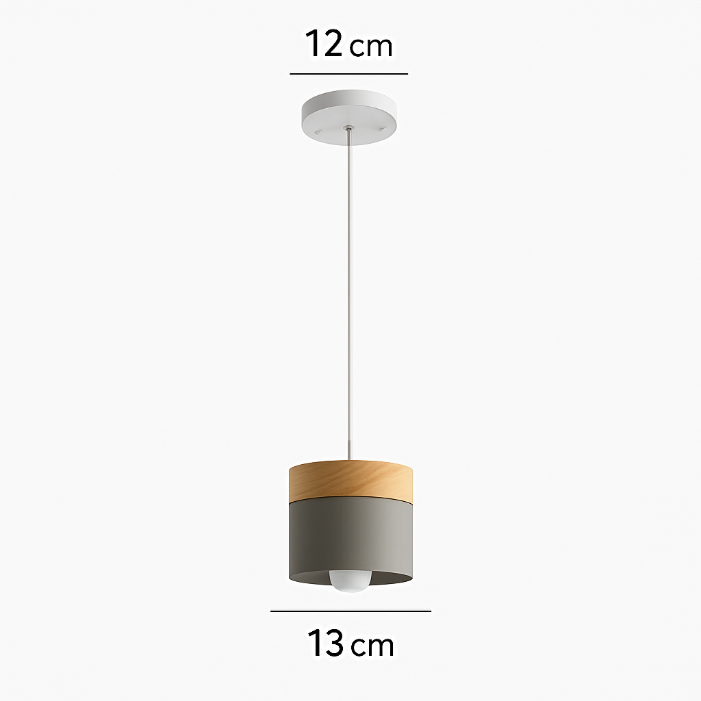 Suspensie LED cilindrisch in metaal en hout Modern