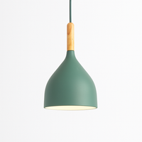 Kleurrijke metalen LED hanglamp en houten Nordic stok