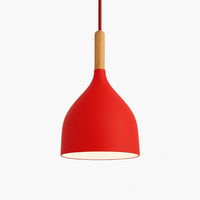 Kleurrijke metalen LED hanglamp en houten Nordic stok