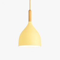 Kleurrijke metalen LED hanglamp en houten Nordic stok