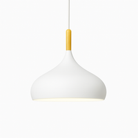 Kleurrijke metalen LED hanglamp en houten Nordic stok