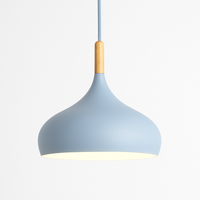 Kleurrijke metalen LED hanglamp en houten Nordic stok