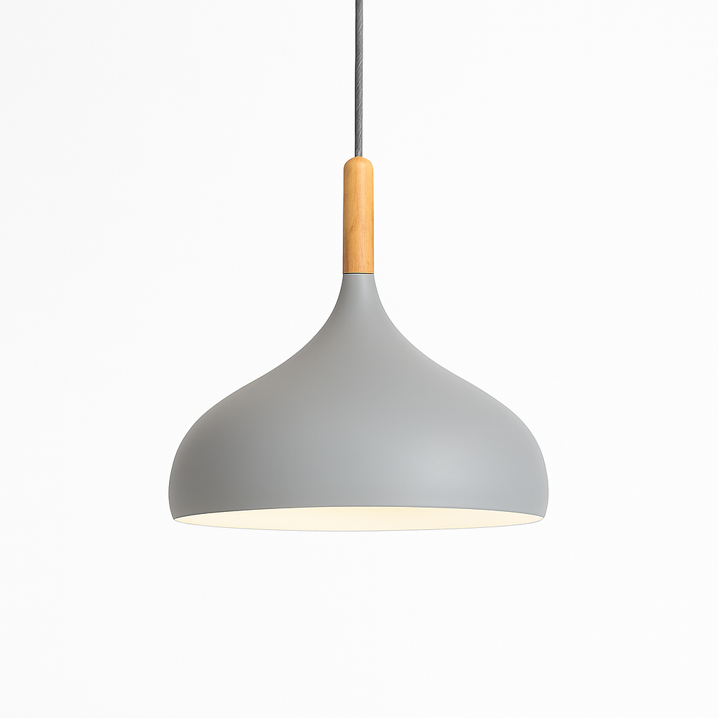 Kleurrijke metalen LED hanglamp en houten Nordic stok