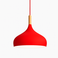 Kleurrijke metalen LED hanglamp en houten Nordic stok