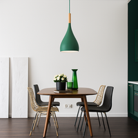 Kleurrijke metalen LED hanglamp en houten Nordic stok