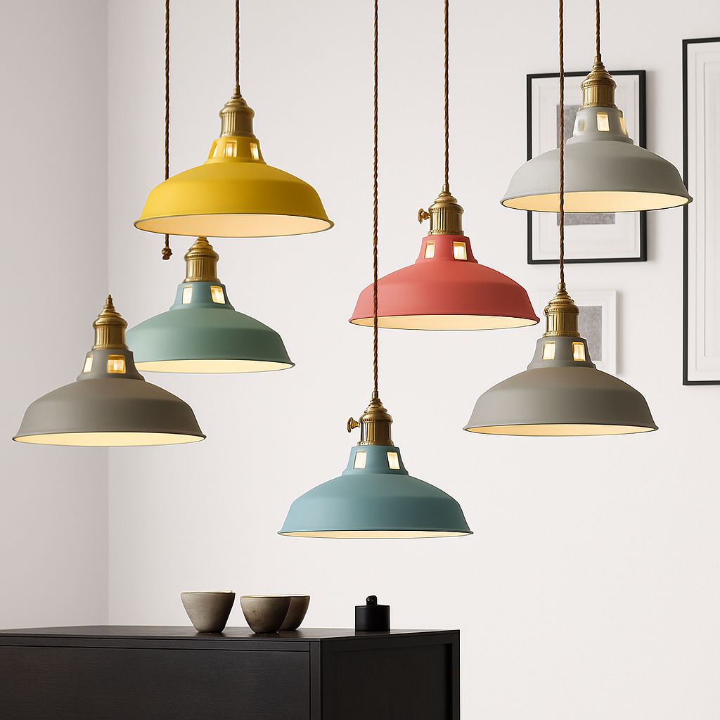 Kleurige metalen LED hanglamp Loft