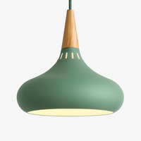 Hanglamp LED van metaal met houten stang Loft