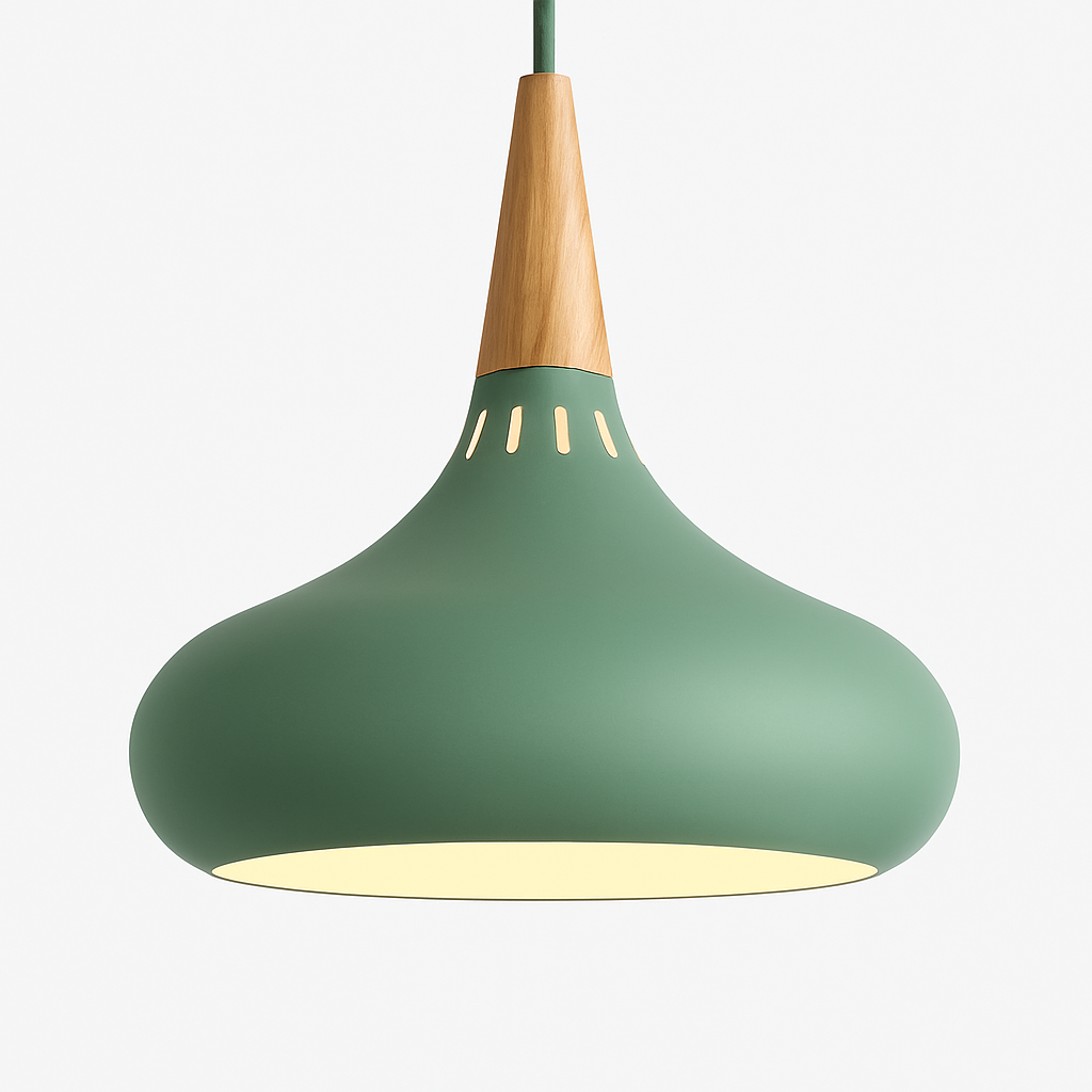 Hanglamp LED van metaal met houten stang Loft