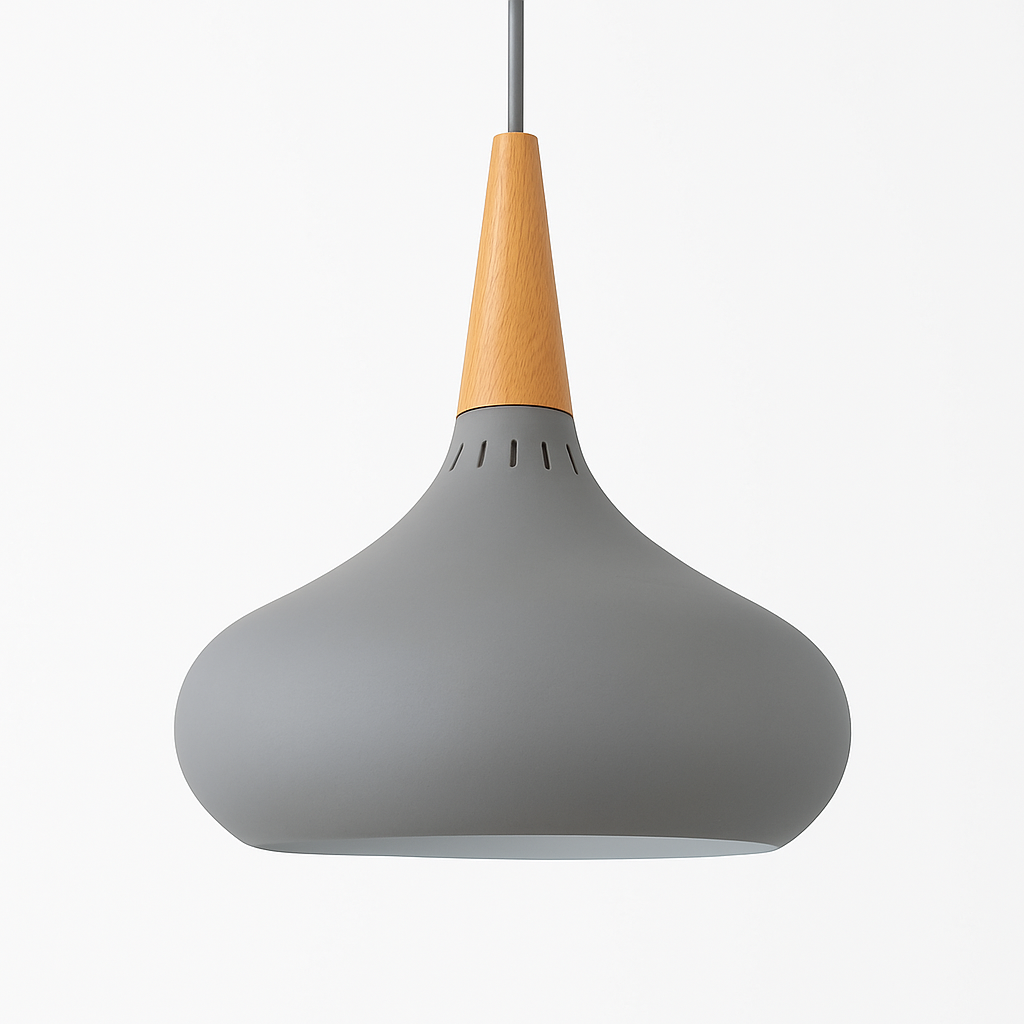 Hanglamp LED van metaal met houten stang Loft