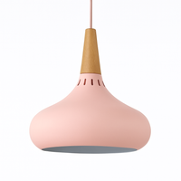 Hanglamp LED van metaal met houten stang Loft